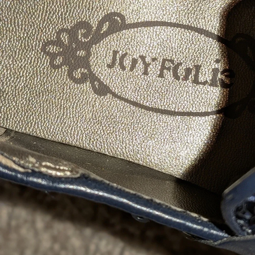 Joyfolie Baby Girls Navy‎ Blue Sequin Bow Slip On Flats Shoes Size 4 NEW